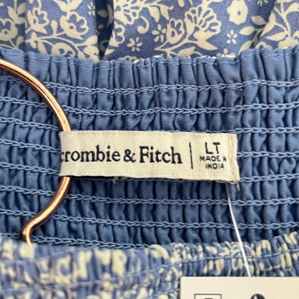 Abercrombie & Fitch Dip Blue Ditsy Floral Smocked Maxi Dress Cottagecore NWT LT - Picture 9 of 14